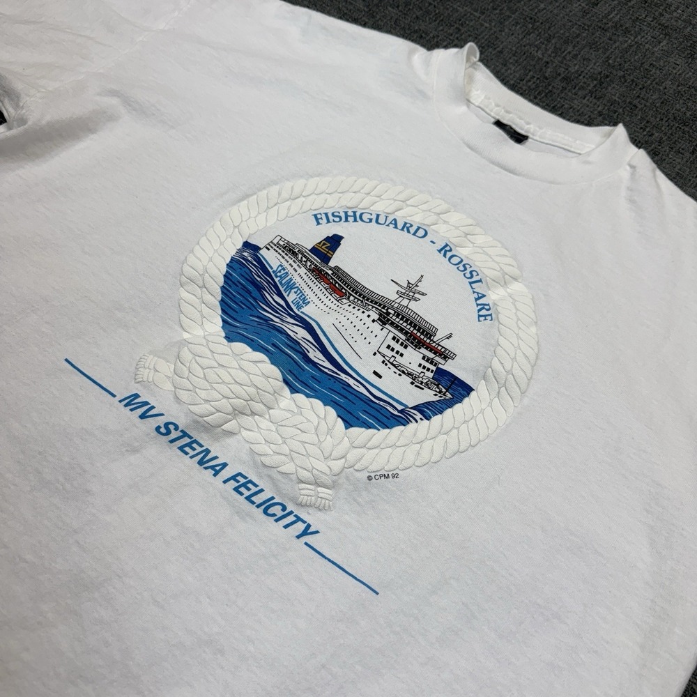 Vintage 90's T Shirt Screen Stars Best Size XL Stena‎ Felicity Fishguard Ship